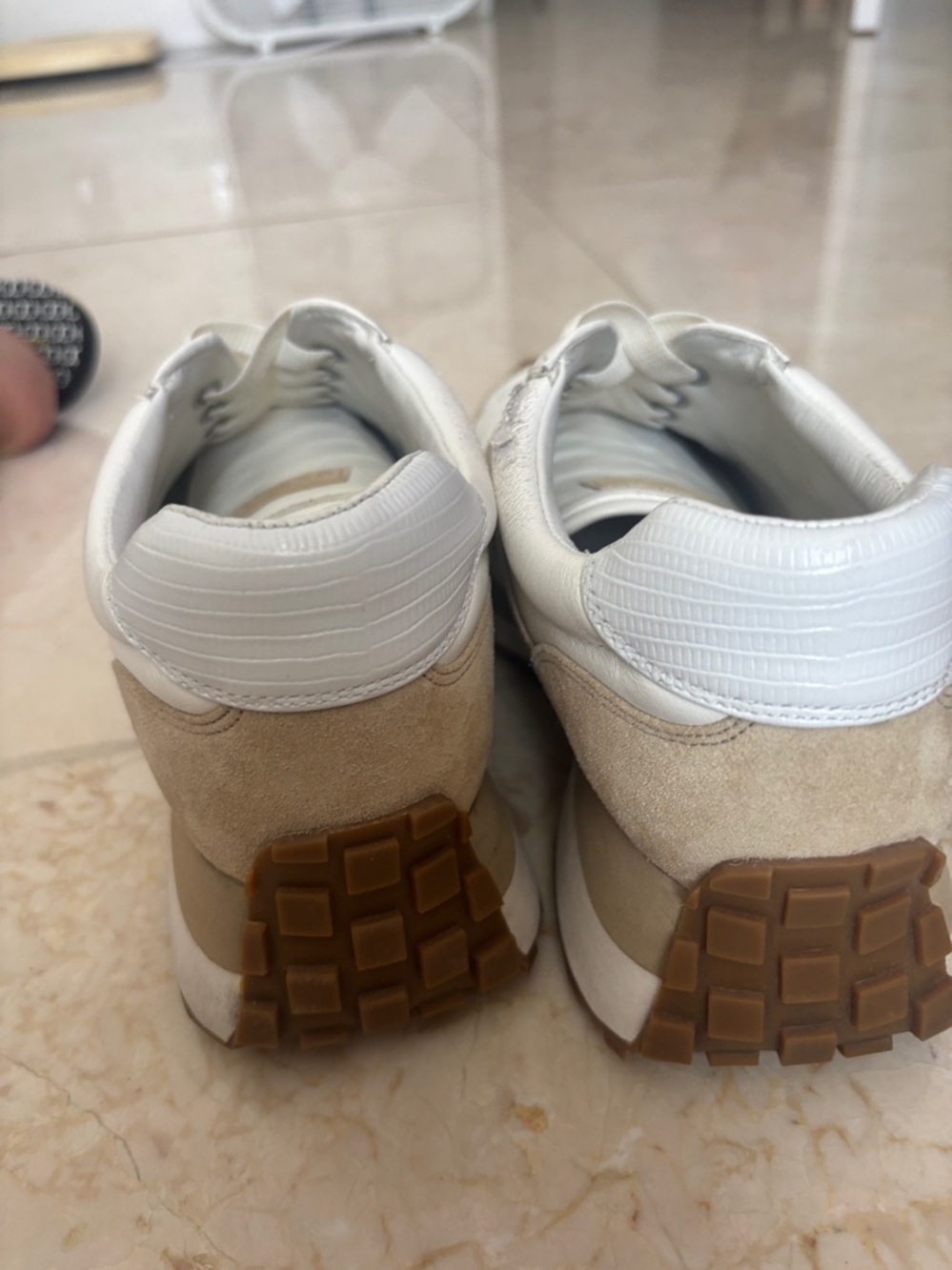 Veronica Beard White and Tan Leather Sneakers - Picture 7 of 8